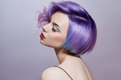woman with purple hair 390x260